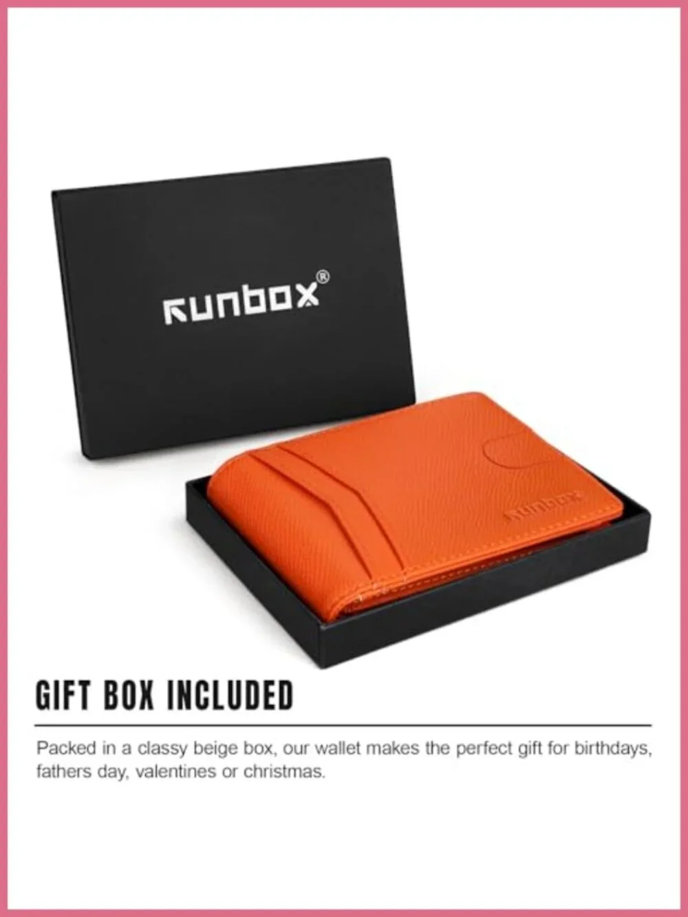 Slim RFID Leather Bifold Wallet with 2 ID Window and Gift Box